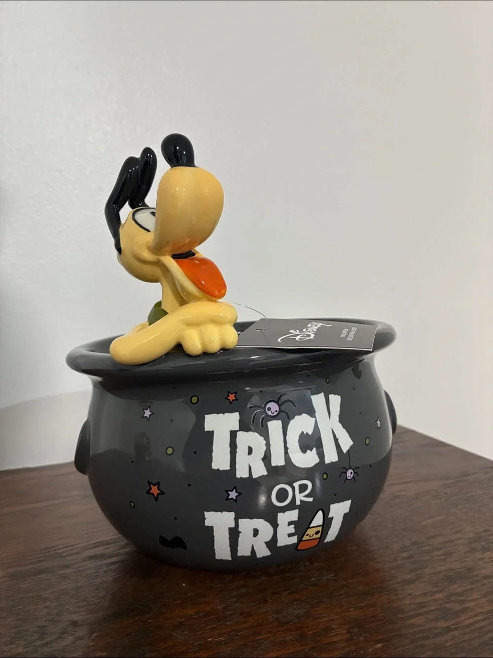 NWT- Disney- Pluto 'Trick or Treat' -Halloween Ceramic Candy Cauldron Bowl